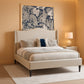 King Size Beige Upholstered Platform Bed Headboard