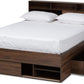 Queen Contemporary Platform Bed Dark Brown Storage