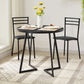 Round Black Woodgrain Top Dining Table With Steel Frame