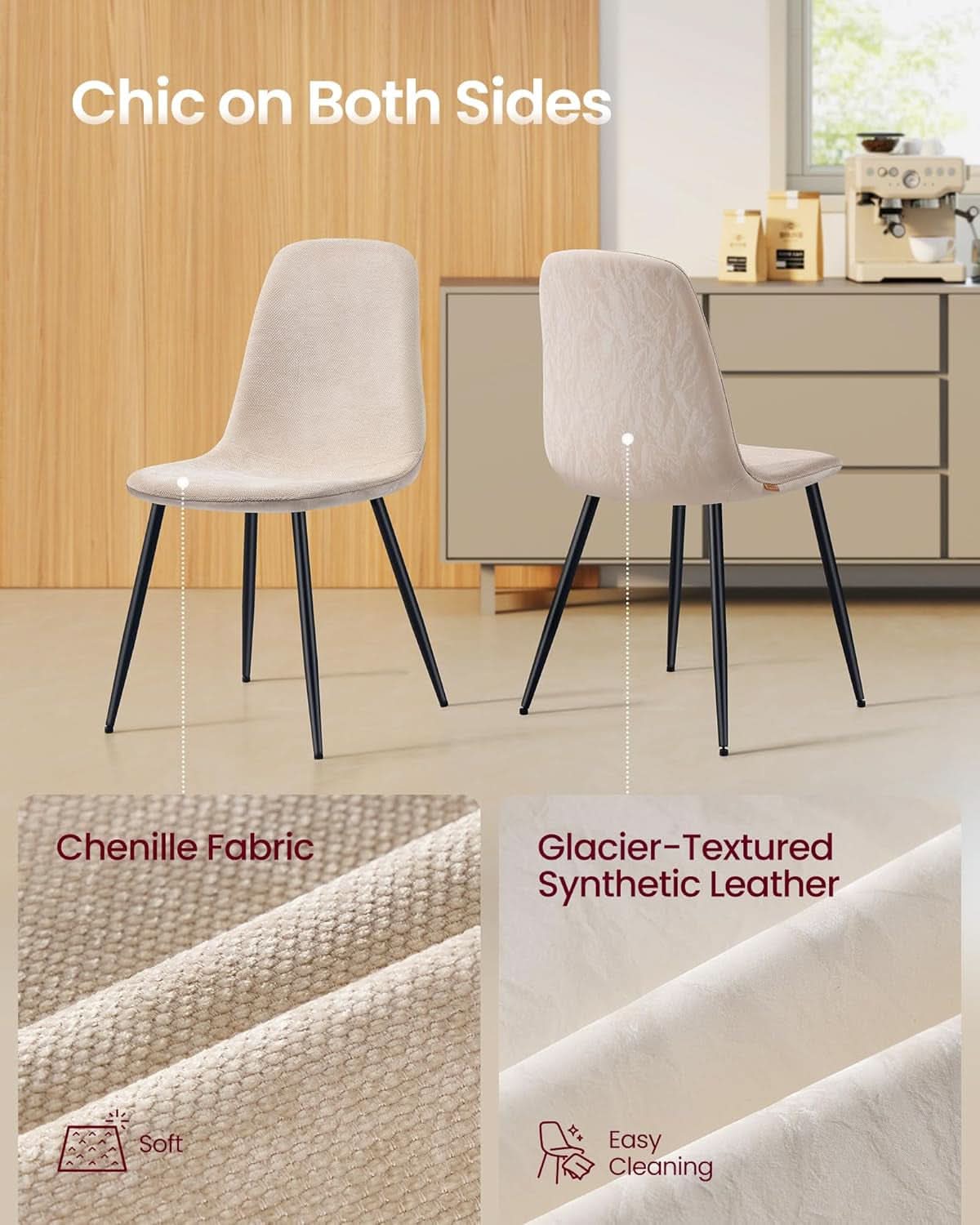 Cream-White Dining Chairs 4-Pack For Kitchen Modern