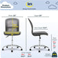 Gray Armless Desk Chair With Wheels And Breathable Mesh