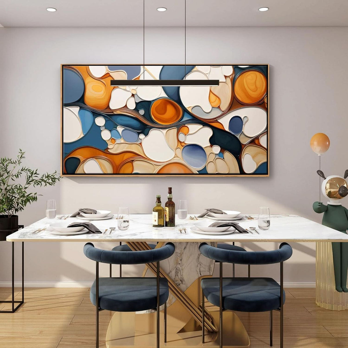 Over sized Colorful Abstract Framed Canvas Wall Art