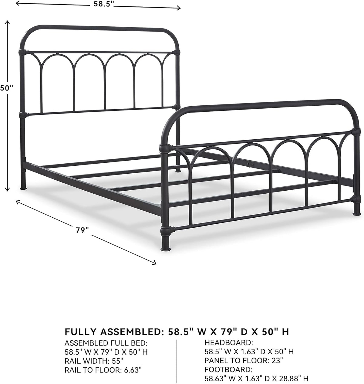 Full size Metal Bed Matte Black Industrial Farm house