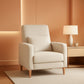 Beige Upholstered Accent Chair With Ergonomic Back