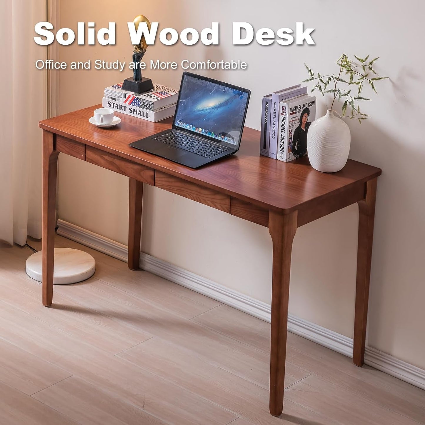 Cherry Contemporary Hardwood Desk Drawers 47.2 Inches