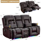 Dark Brown Power Reclining Loveseat Heated Massage