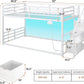 White Twin Over Twin Bunk Bed Integrated Storage Drawers
