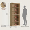 72 Inch Natural Wood Adjustable Freestanding Bookcase