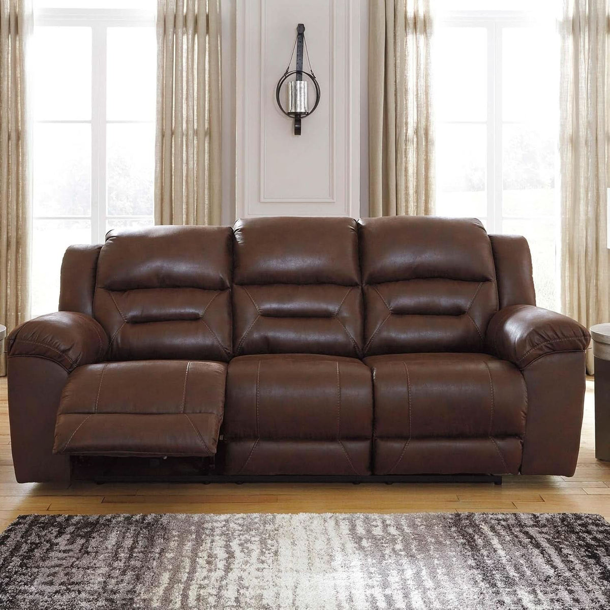 Dark Brown Luxurious Faux Leather Upholstered Sofa
