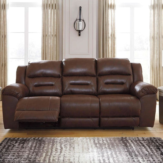 Dark Brown Luxurious Faux Leather Upholstered Sofa