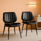 2 Black Faux Leather Mid Century Modern Dining Chairs