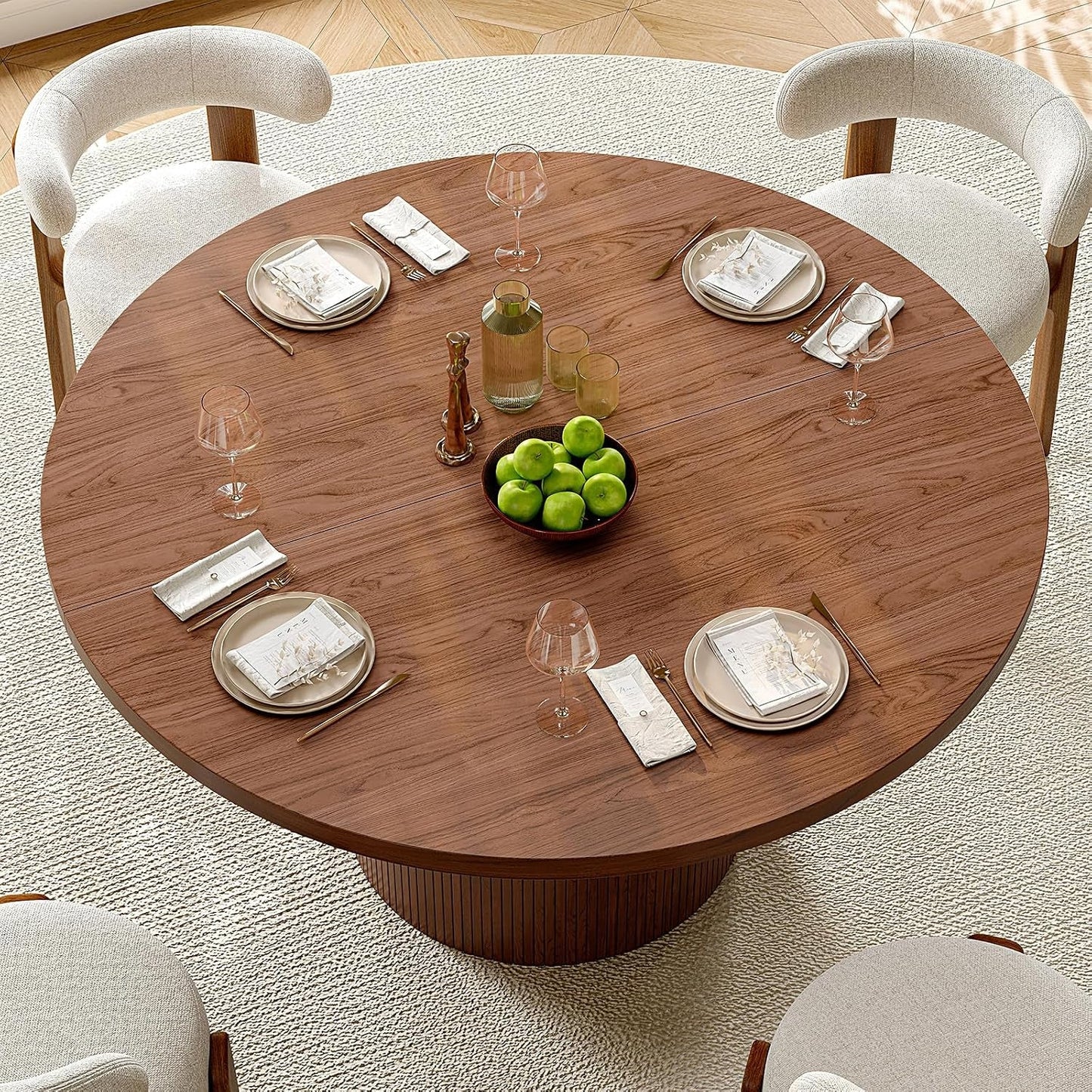 47 Inches Round Dining Table Contemporary Farmhouse