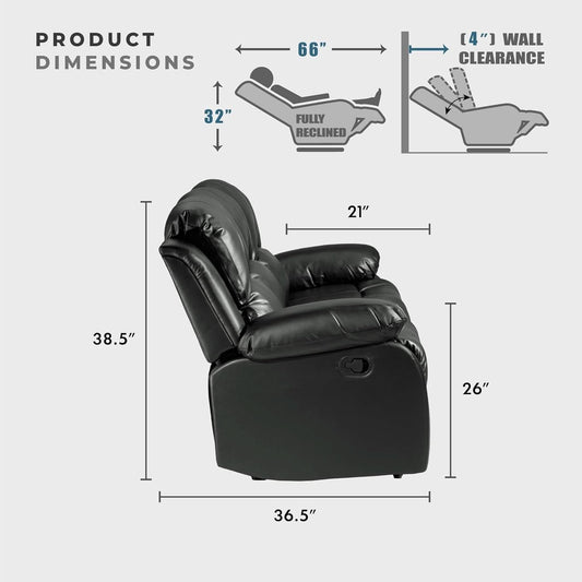 Humphreys Double Reclining Loveseat Black Faux Leather