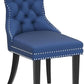 Tufted Velvet Dining Chairs Set of 4 Blue With Nailhead Back