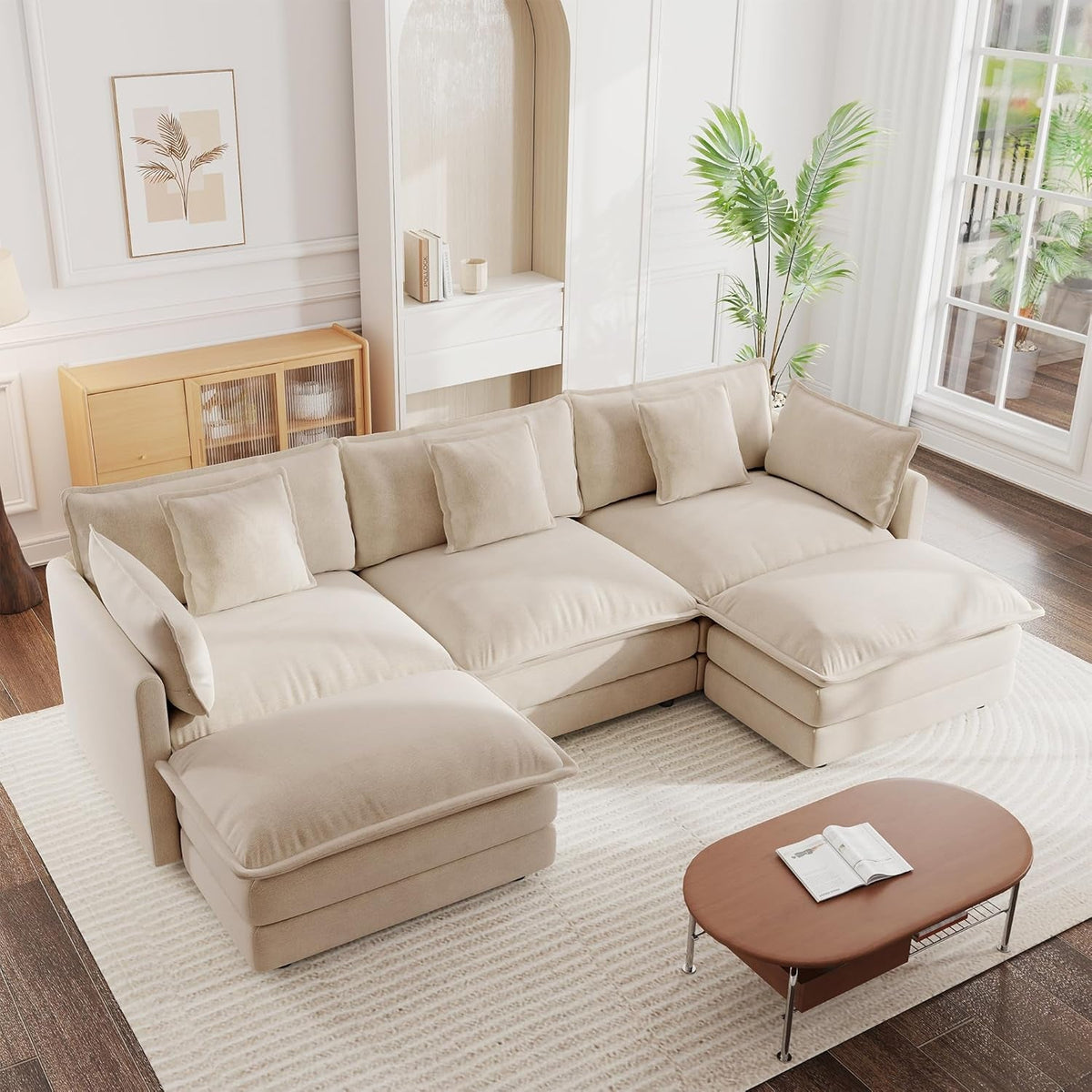 Modular Sectional Sofa Light Coffee Deluxe Configuration
