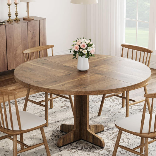 Round Dining Table Forty Seven Inch Dark Walnut Finish