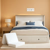 Full Murphy Bed Cabinet Distressed White Storage Solution-0