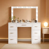 White Vanity Desk With Adjustable Illuminated Mirror