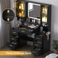 Black Makeup Vanity Tabletop With Illuminated Mirror