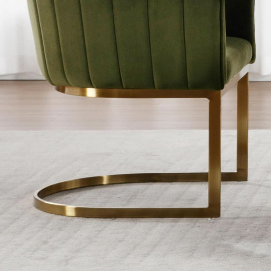 Velvet Green Upholstered Dining Chairs Armrests Set
