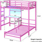 Twin Over Twin Bunk Bed With Desk USB Charging Storage