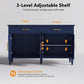 Contemporary Blue Fluted Sideboard Buffet Cabinet Storage