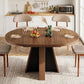 Extendable Round Dining Table Walnut Brown Finish