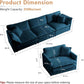 Blue Chenille Three Piece Sofa Set With Seven Pillows