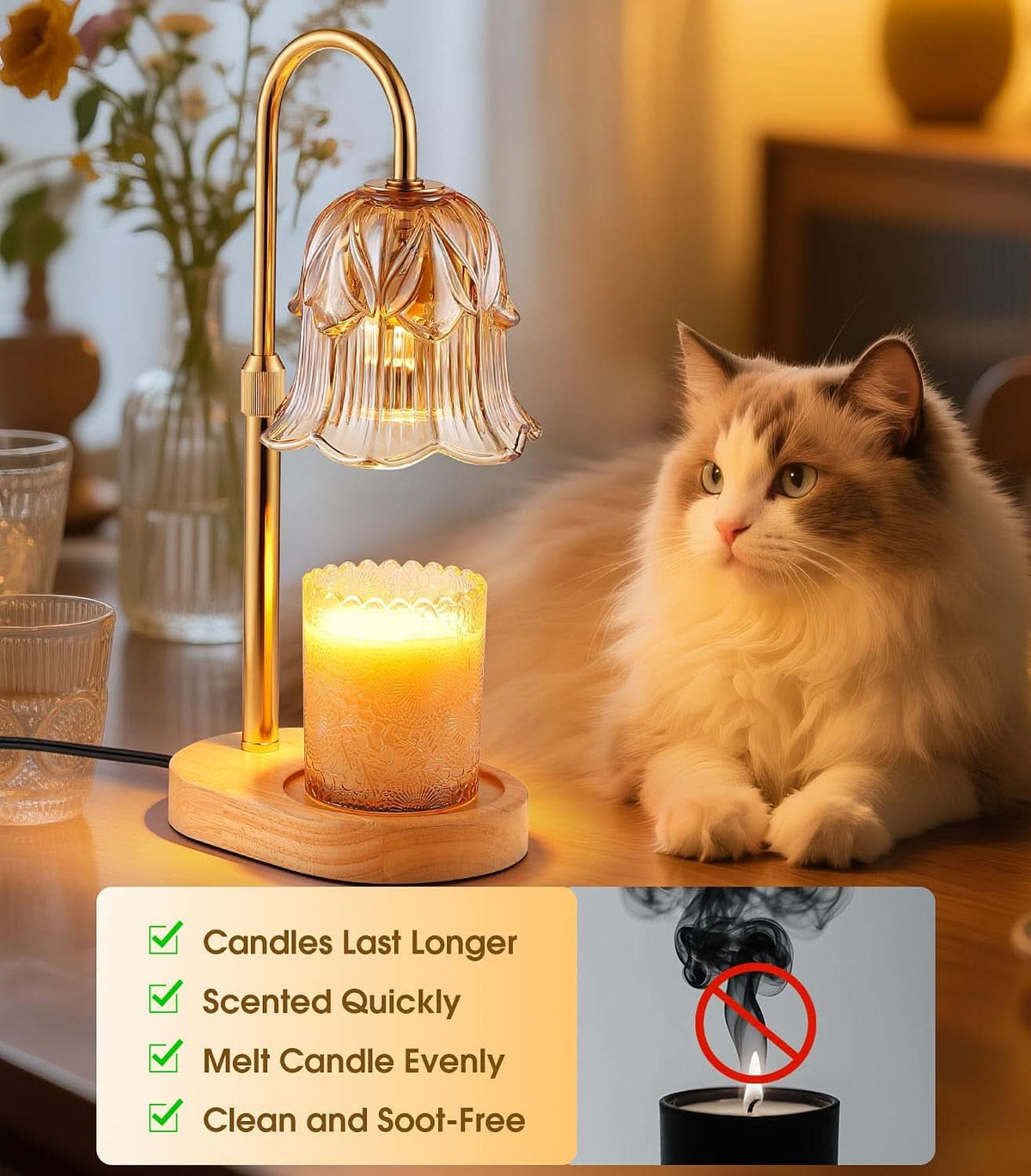 Candle Warmer Lamp With AdjustableTimer Dimmable LED