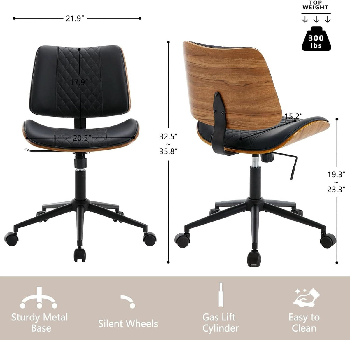 Office Chair Black 360 Swivel Ergonomic Desk Chair