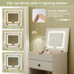 Small White Vanity Desk Illuminated Mirror Storage
