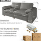 Grey Oversized Loveseat Faux Leather Upholstered Sofa