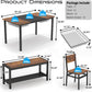 Rustic Brown Industrial Dining Table Set Storage Drawers