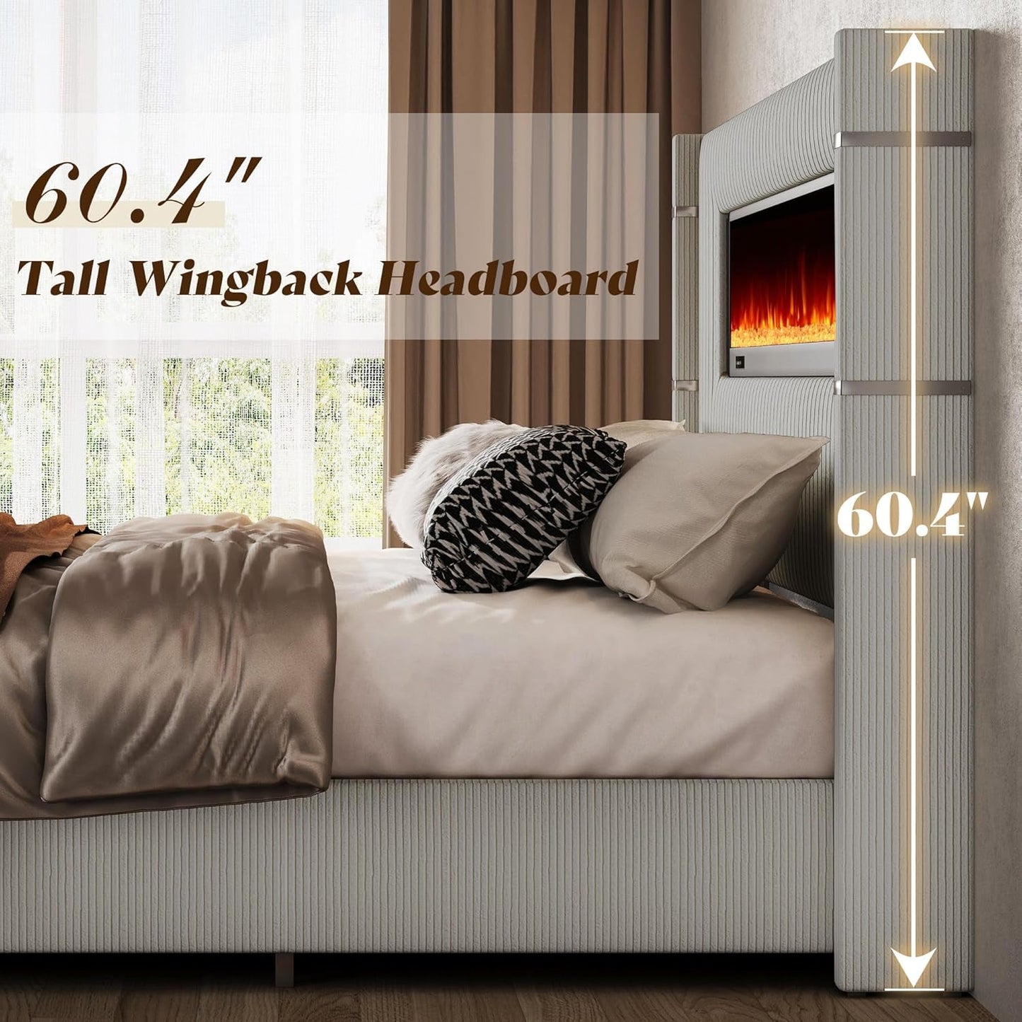California King Fireplace Bed Frame Tall Headboard