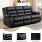 Black Faux Leather Manual Recliner Sofa Cupholders