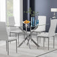 Tempered Glass Dining Table With Chromed Legs 47In White Silver