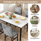 Five Piece Dining Set Marble Tops White Upholstered