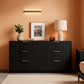 Multifunctional 59 Inches Wide Black Fluted Dresser