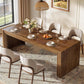 Solid Wood Farmhouse Rectangular Dining Table Walnut