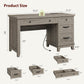53Inch Rustic Farmhouse Desk With Charging Station