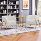 Ivory Boucle Accent Chairs Set Of 2 With Gold Legs