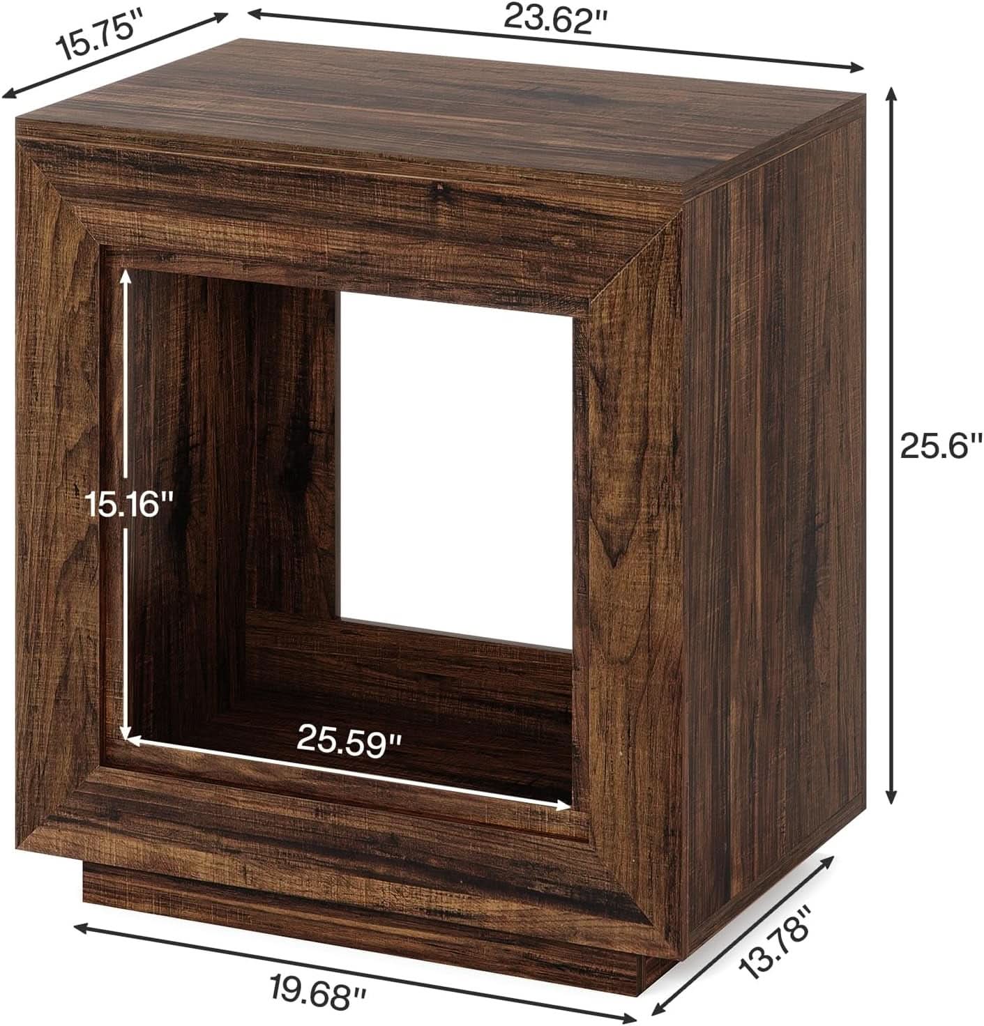 Rustic Wood End Table With Industrial Strength Storage
