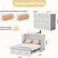 White Full Size Murphy Cabinet Bed With Integrated USB Charging