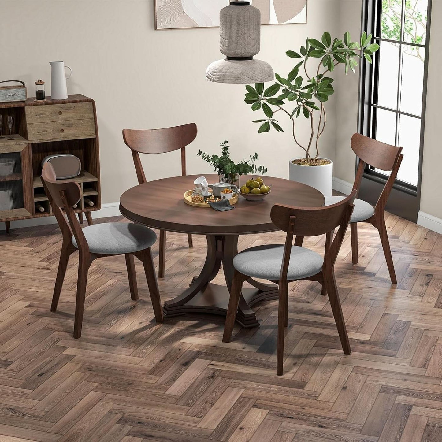 Curved Back Upholstered Contemporary Dining Chairs Four
