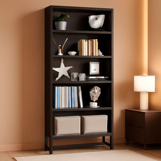 Tall Bookcase And Bookshelf 70.8 Inch Sandalwood Shelving-0
