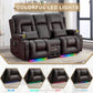Dark Brown Power Reclining Loveseat Heated Massage
