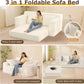 Corduroy Convertible Sofa Bed Three In One BeigeTone Sleeper