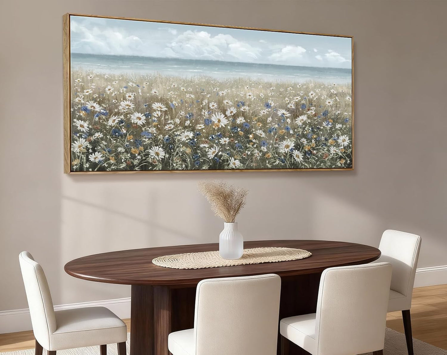 Framed Artwork Coastal Floral Wall Art 48x24Inches