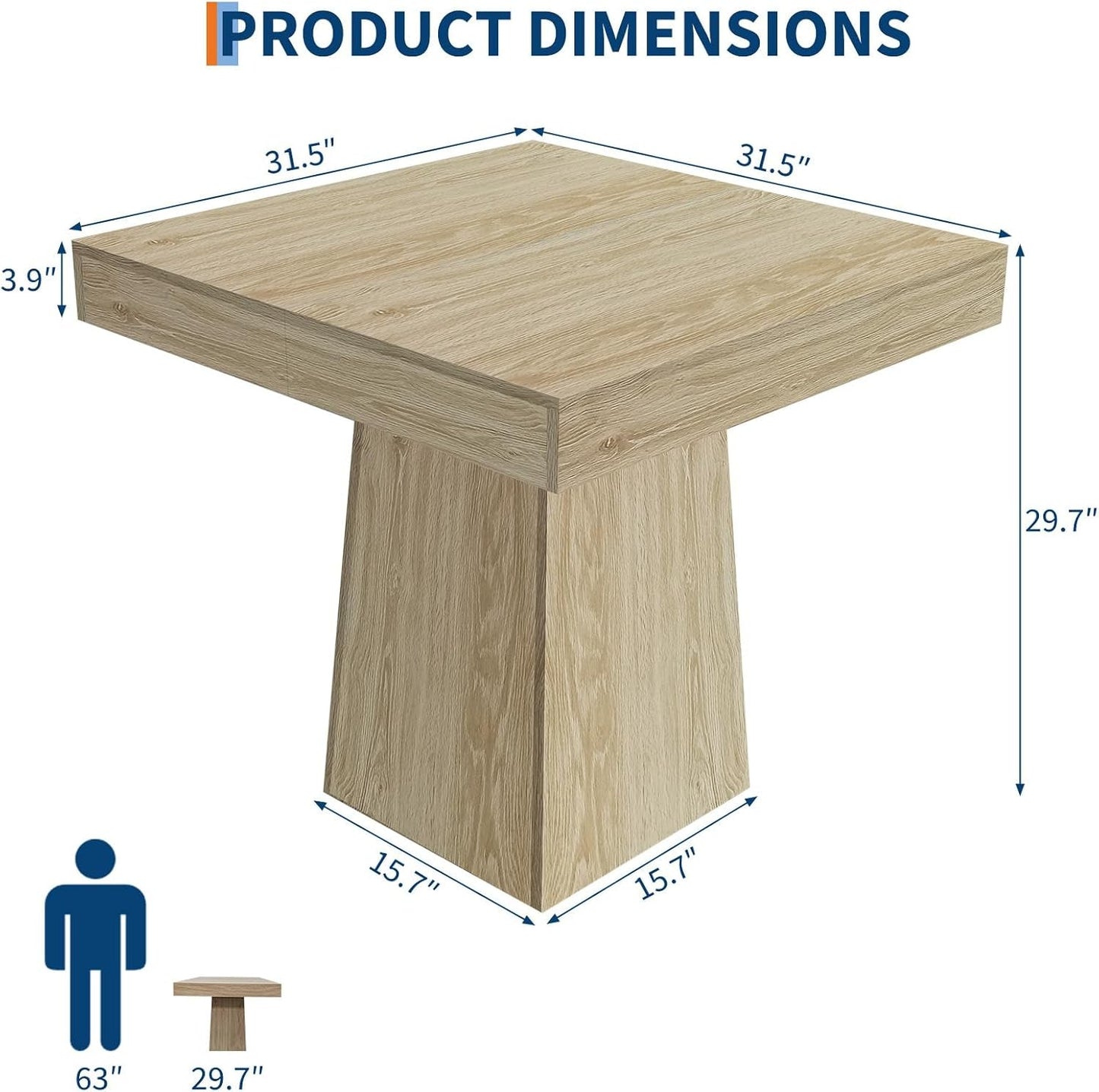 Square Dining Table For Four Thirty One Point Five Inch Pedestal