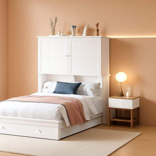 Queen Murphy Bed Featuring Mattress Included White-0